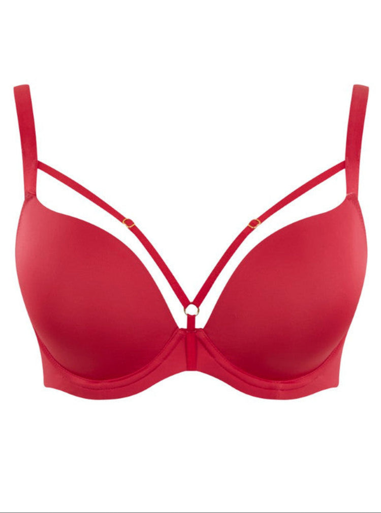 Model in Faith Amour Voorgevormde Plunge BH Scarlet packshot