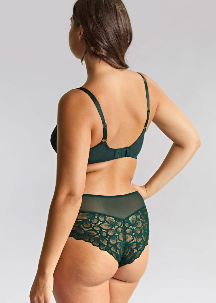 Model in Allure High Waisted Broekje Forest Green Achterzijde