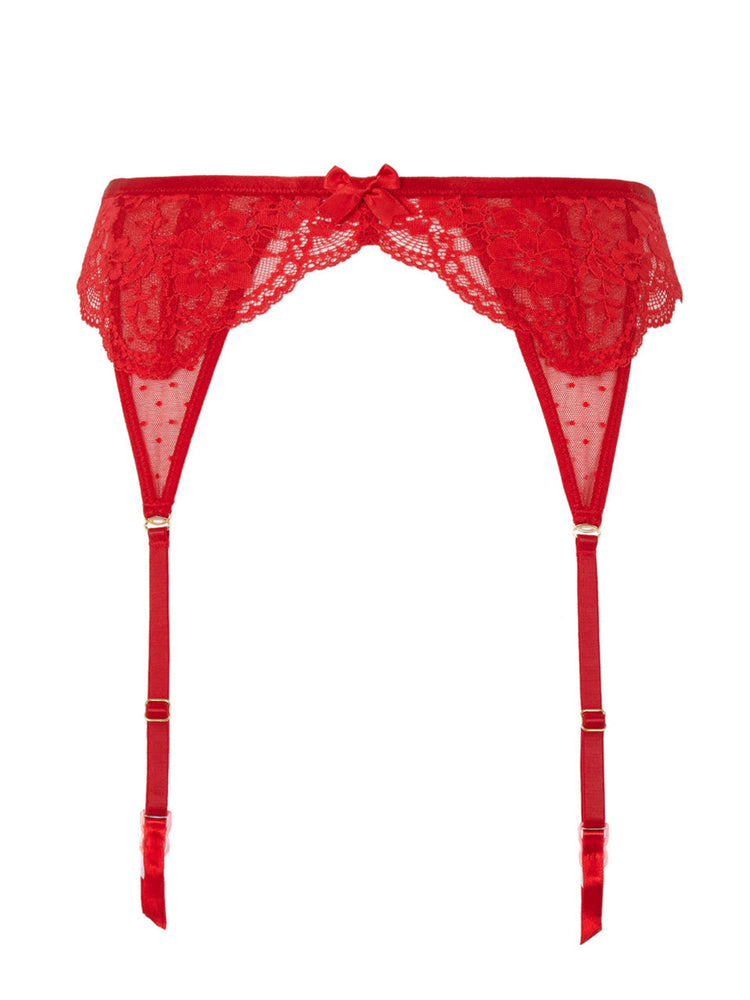 Model in Heidi Jarretelgordel Ruby Red packshot