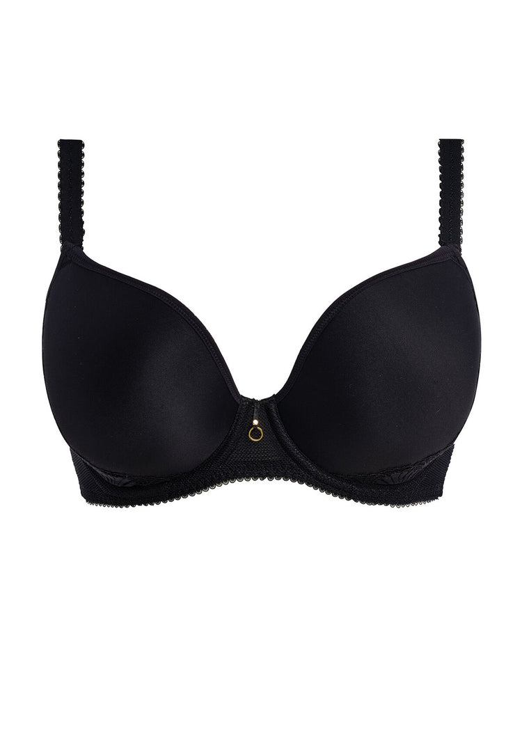 Model in Fascinate Voorgevormde Plunge BH Zwart packshot