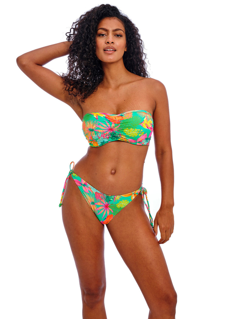 Model in Isla Margarita Bandeau Bikini Top Jade
