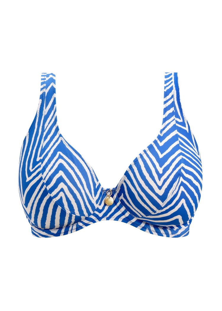 Model in Fiji Falls High Apex Plunge Bikini Top Ocean packshot