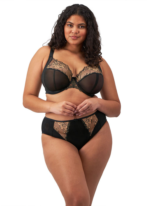 Model in Teagan High Leg broekje Black/Almond voorzijde