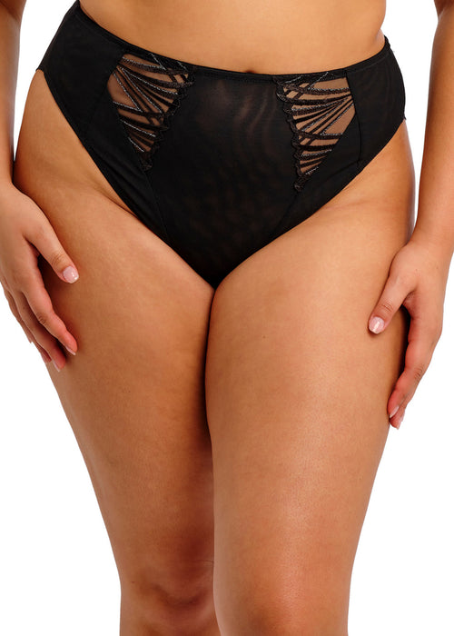 Model in Reja High Leg Broekje Zwart voorzijde