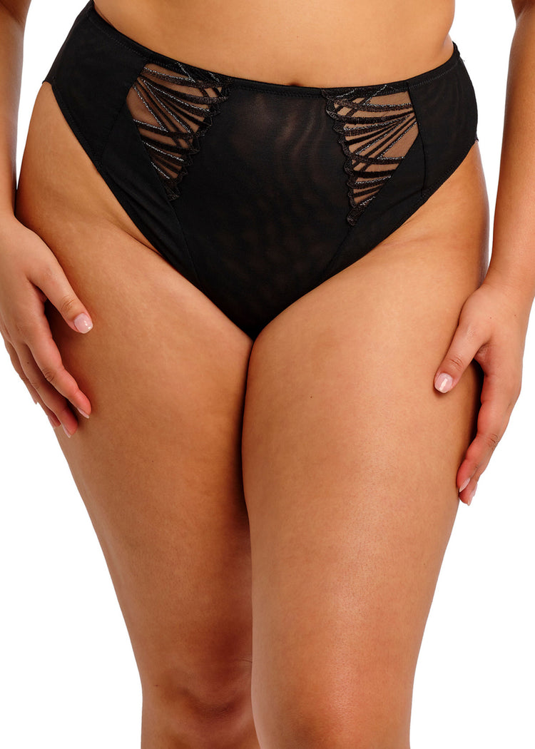 Model in Reja High Leg Broekje Zwart voorzijde