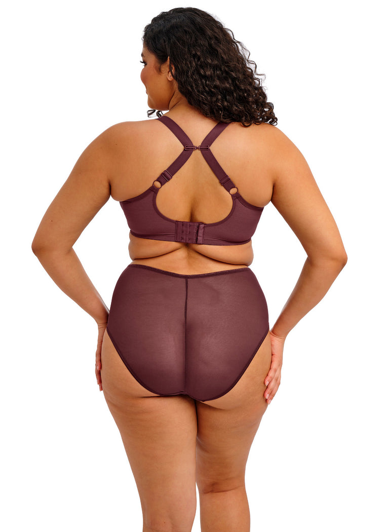Model in Matilda Full Cup Plunge BH Sugarplum achterzijde