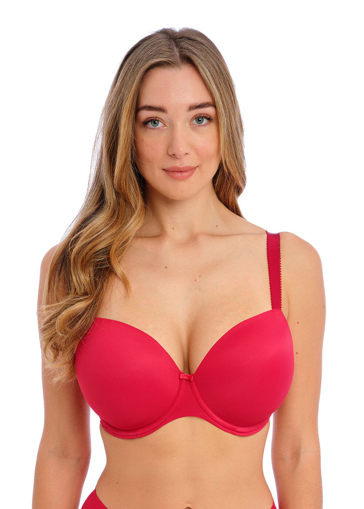 Model in Smoothease Voorgevormde T-Shirt BH Rood Voorzijde