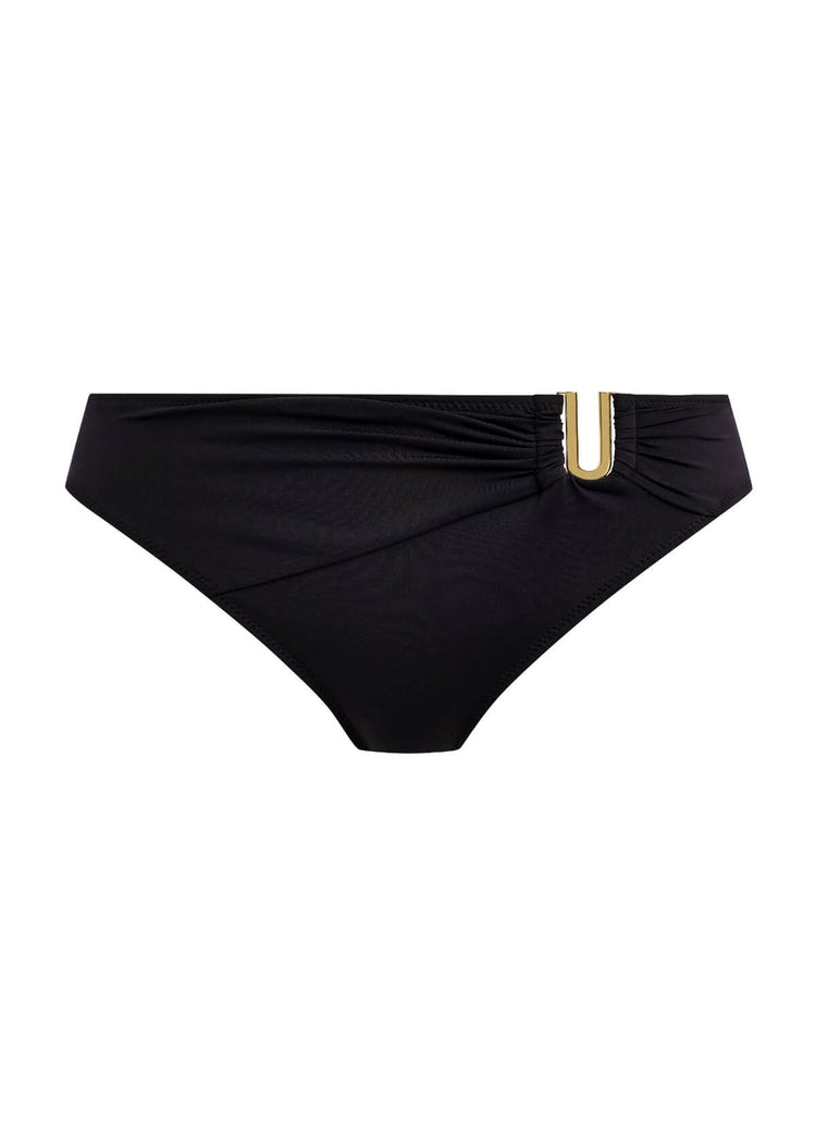 Model in Merissa Mid Rise Bikini Broekje Zwart voorzijde packshot