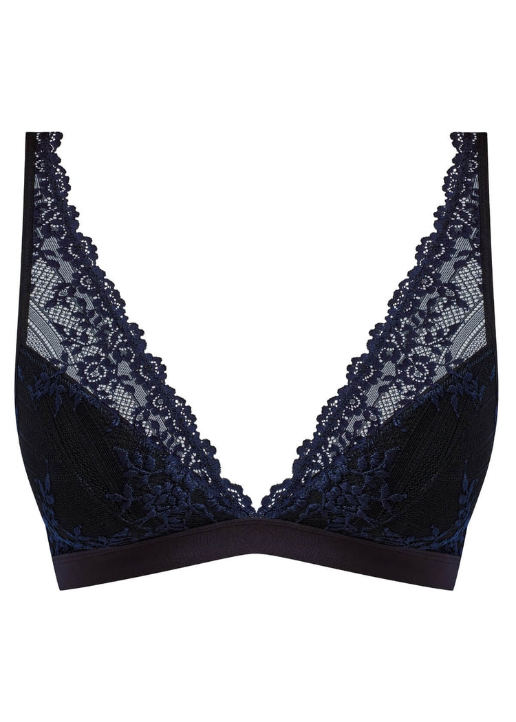 Packshot Embrace Lace Beugelloze Bralette Black/Night Sky voorzijde