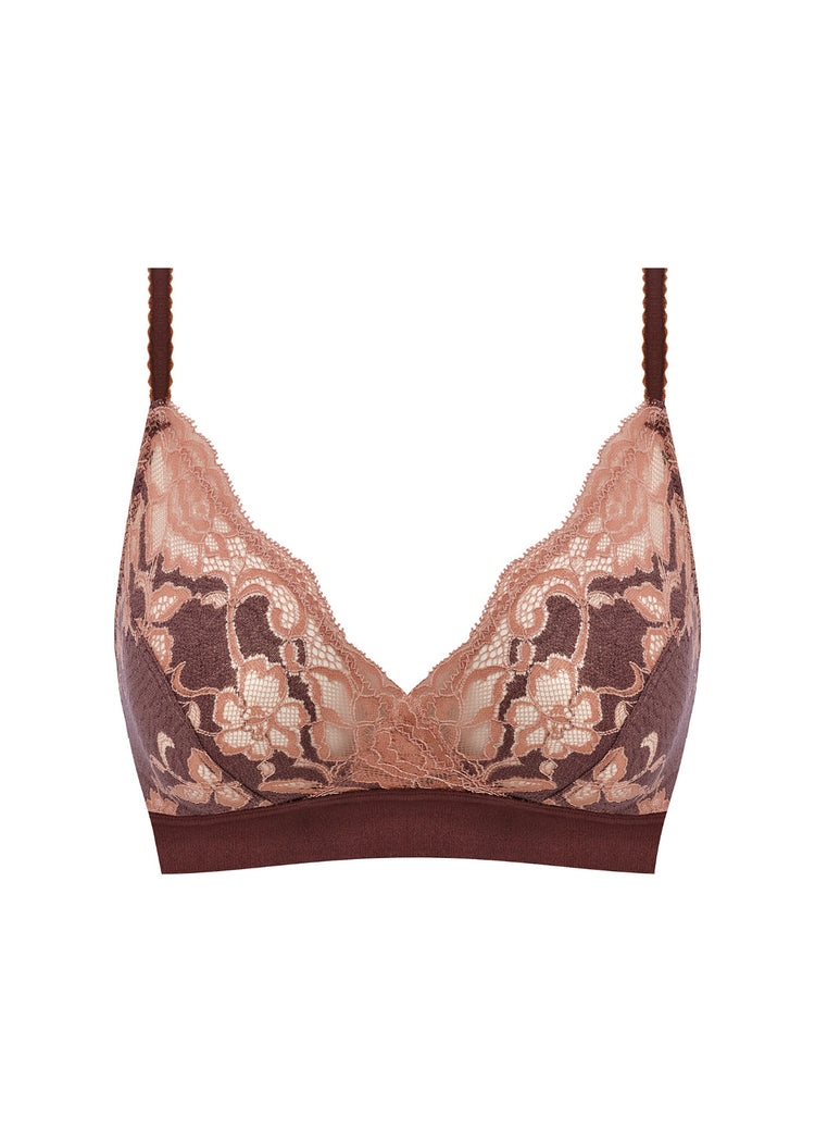 Model in Florilege Beugelloze Bralette Chocolate packshot