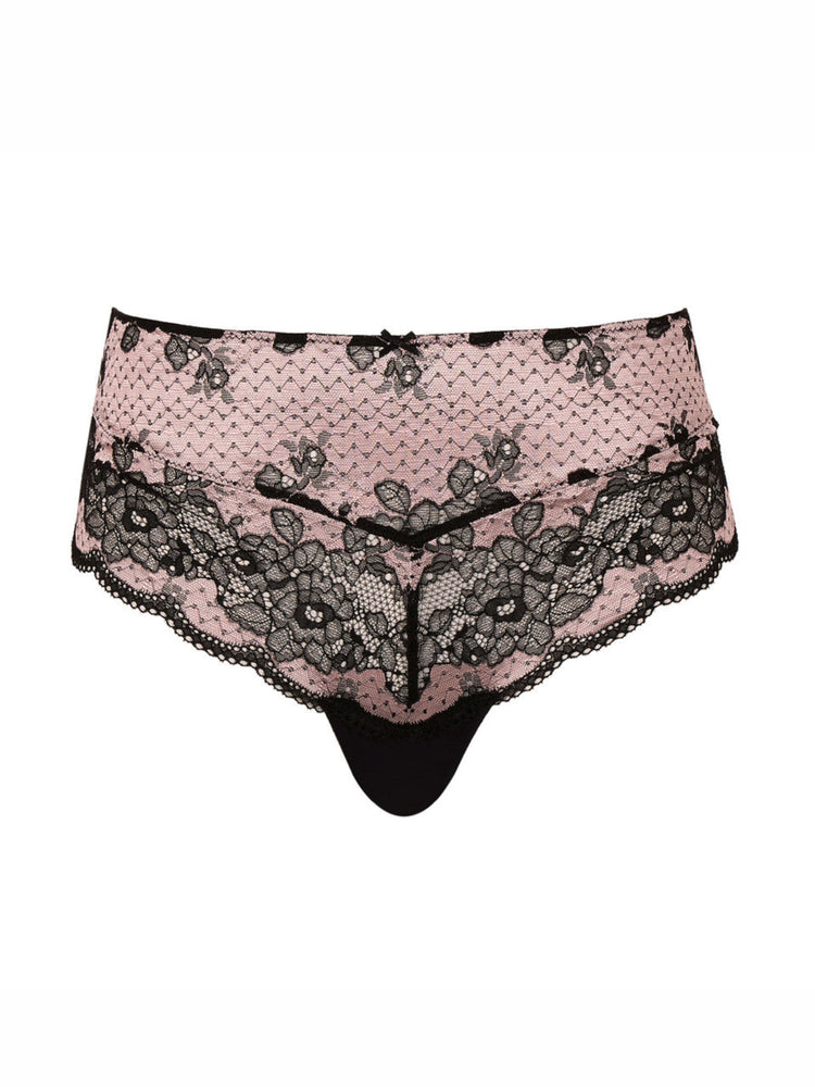 Model in Clara Mid Rise Broekje Black/Pink packshot