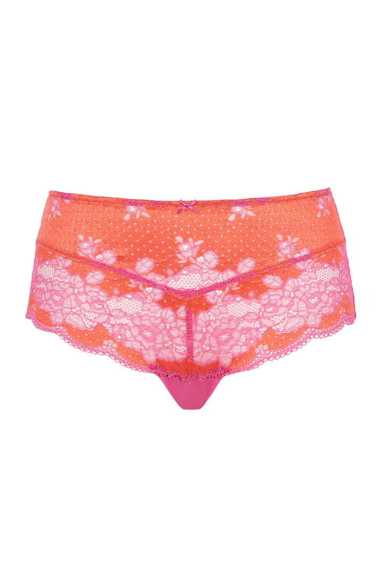 Model in Clara Mid Rise Broekje Pink Papaya packshot