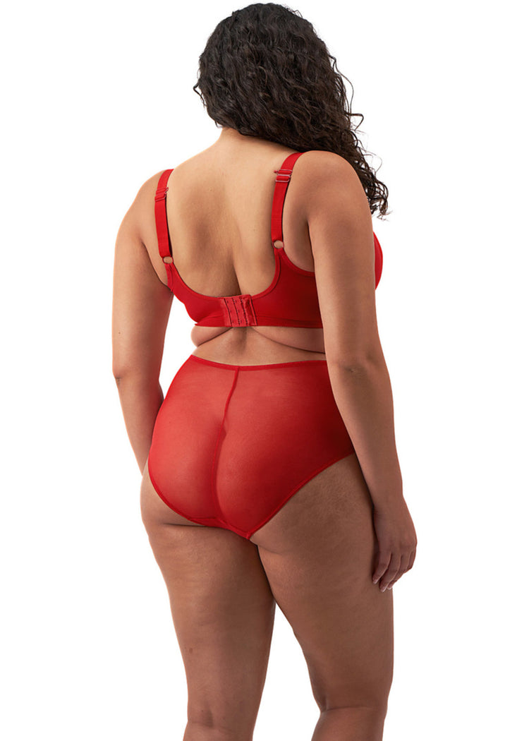 Model in Matilda High Waisted Broekje Haute Red Achterzijde