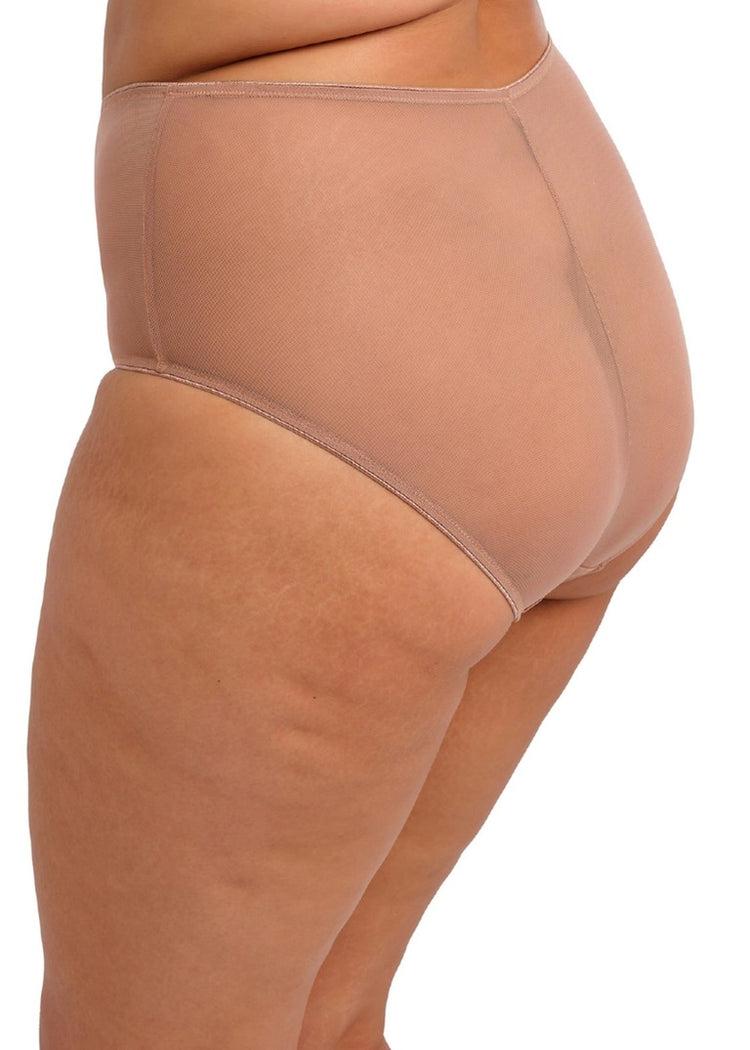 Model in Matilda High Waisted Broekje Praline Achterzijde