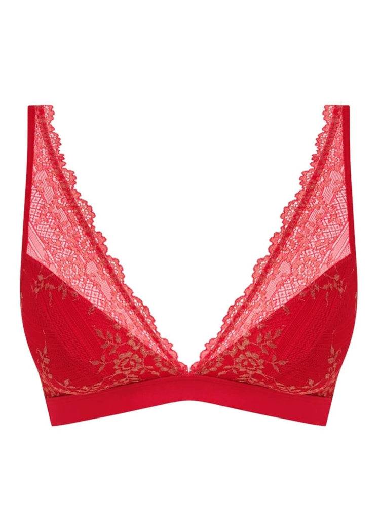 Packshot Embrace Lace Beugelloze Bralette Grandalia Red/Rose Gold voorzijde
