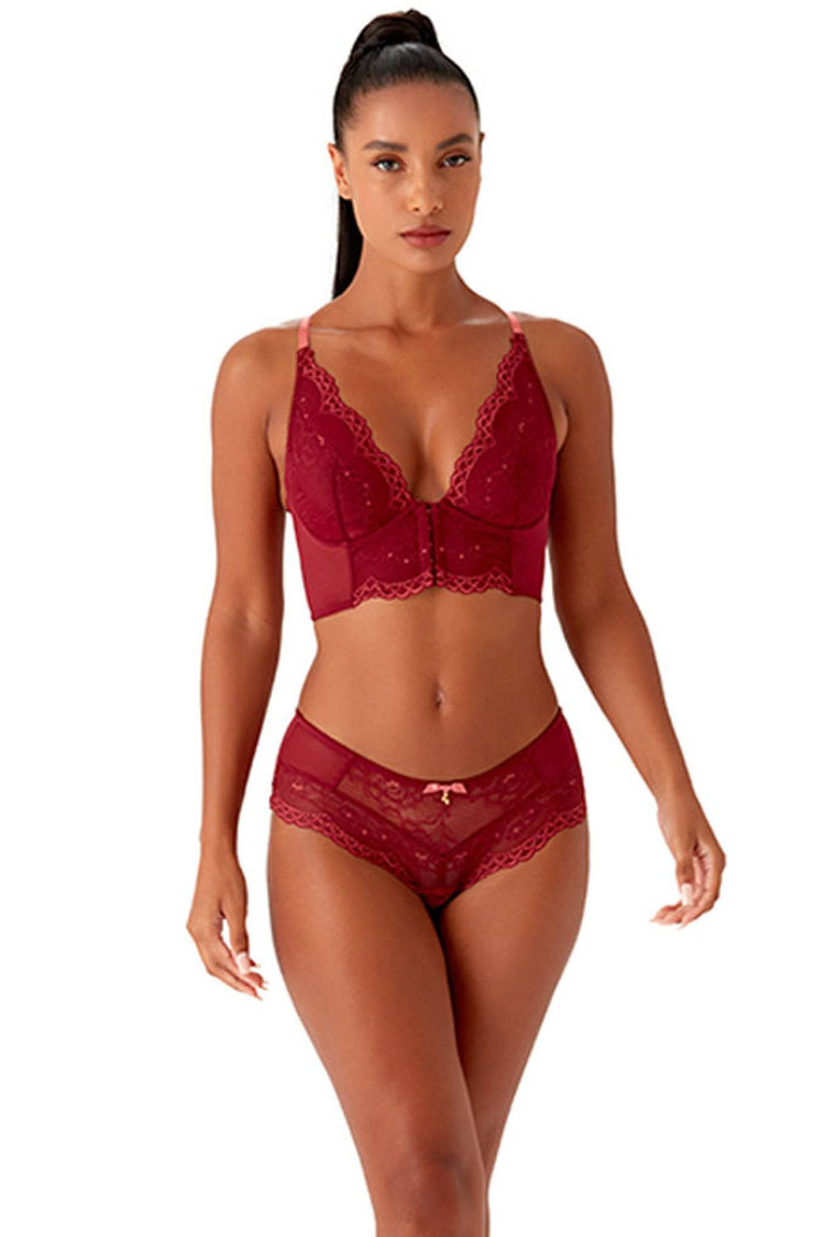 Model in setje Superboost Lace Cranberry/Raspberry Sorbet, vooraanzicht