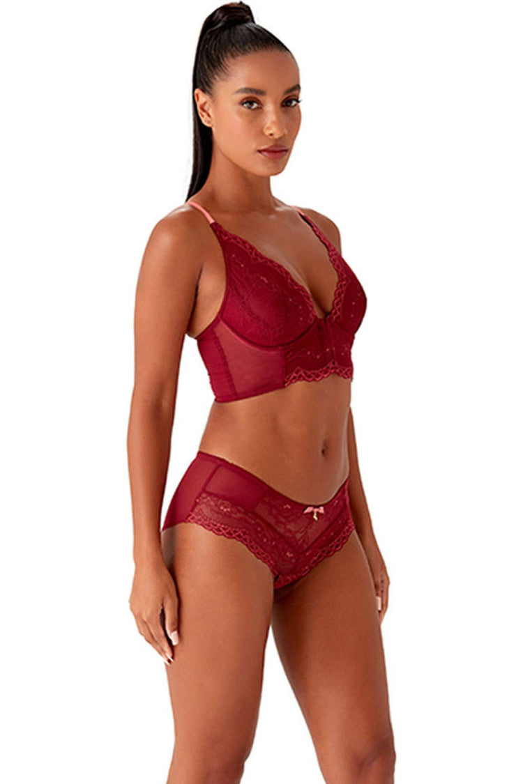 Model in setje Superboost Lace Cranberry/Raspberry Sorbet, zijaanzicht