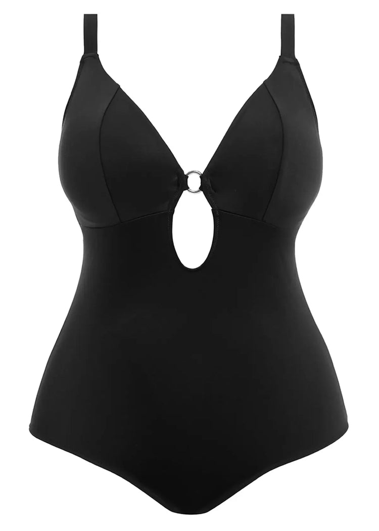 Model in Plain Sailing Plunge Badpak Zwart packshot