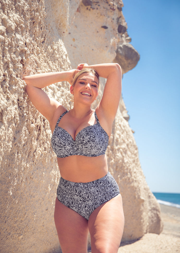 curvy kate sundown print zwart wit bikini top high waisted broekje