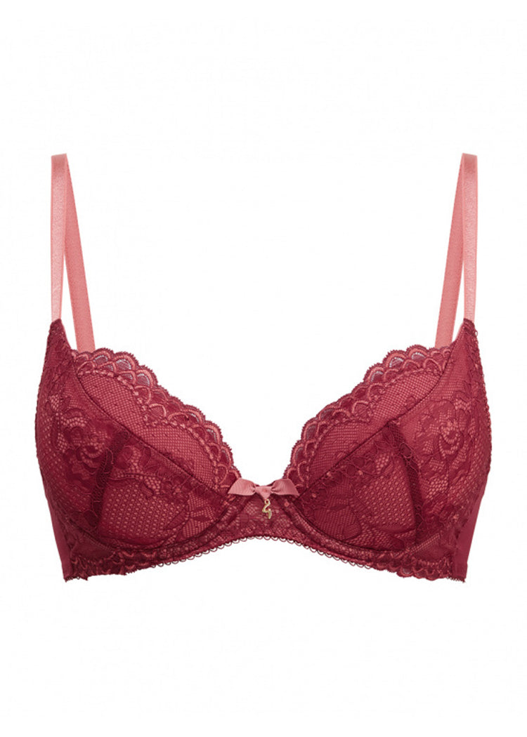Productfoto Superboost Lace Voorgevormde Plung BH Cranberry/Raspberry Sorbet Vooraanzicht