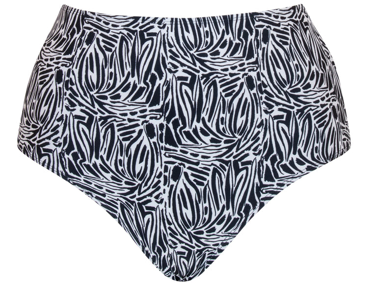 sundown print high waist bikini broekje zwart wit voor