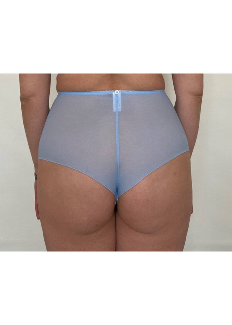 Model In Ewa Michalak SF High Waisted Broekje Blauw Achterzijde