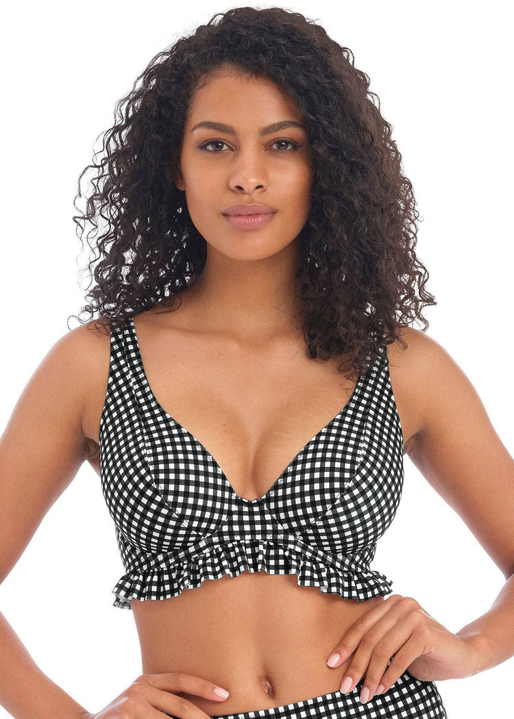 Model In Freya Check In High Apex Bikini Top Monochroom Voorzijde