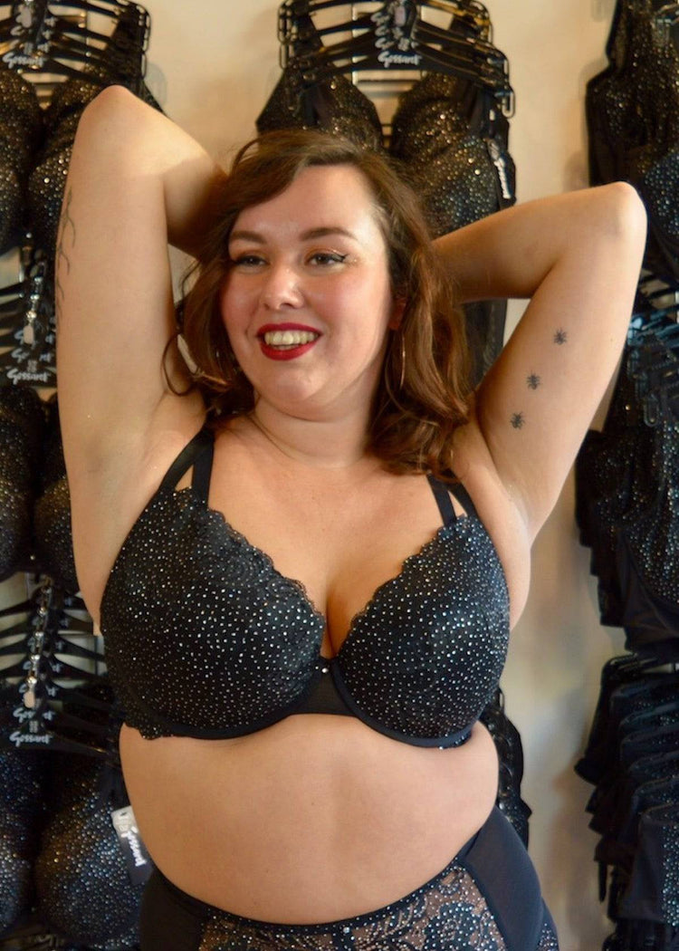 Sem In Gossard Glitter Voorgevormde Plunge BH Zwart Voorzijde