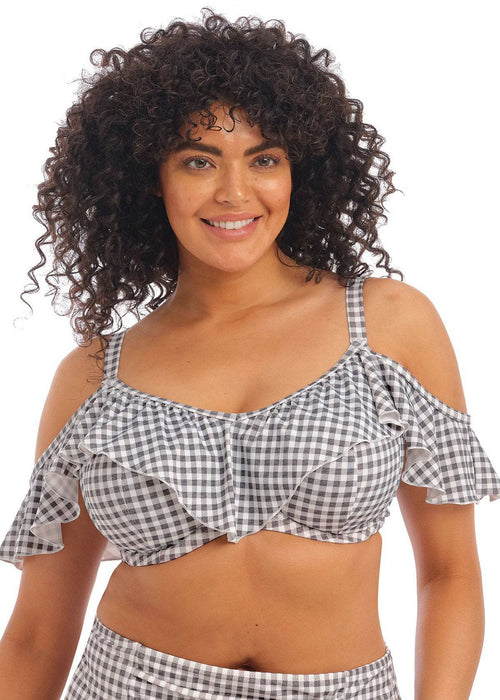 Elomi Checkmate Grey Marl Bikini Top Met Roes Packshot Voorzijde
