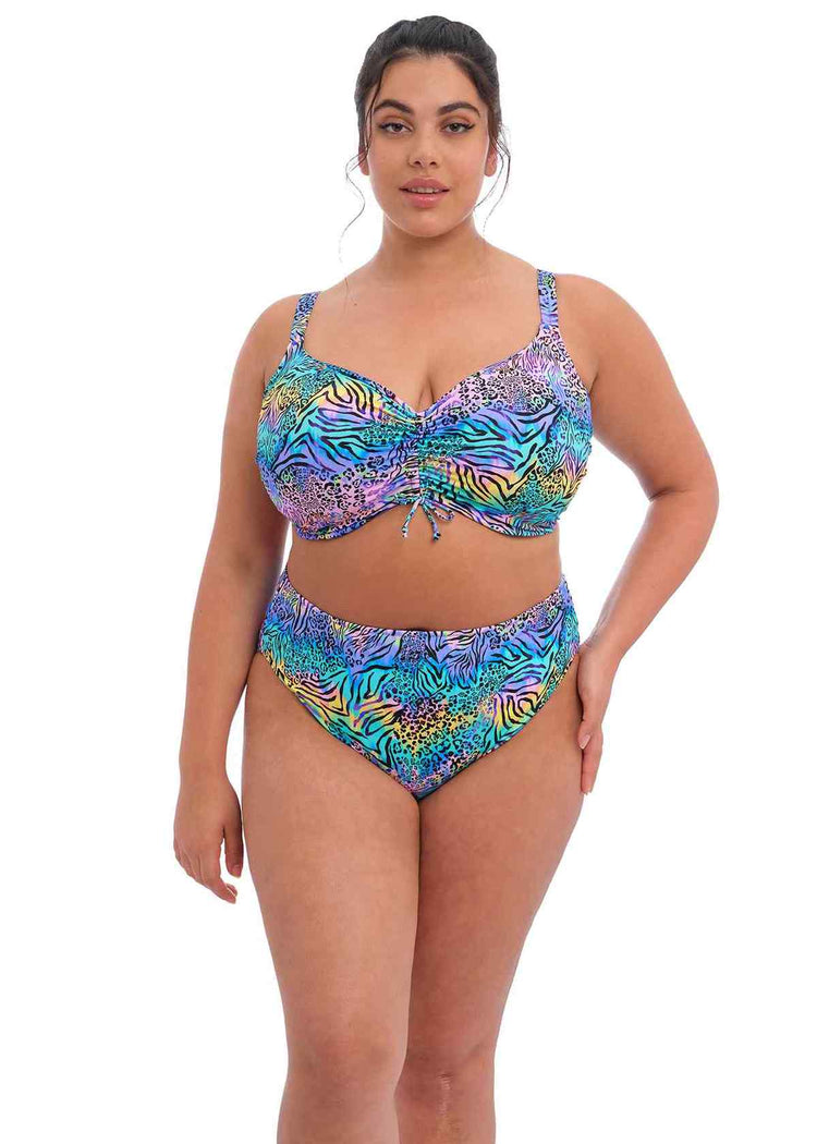 Model In Elomi Electric Savannah Bikini Zebra Voorzijde