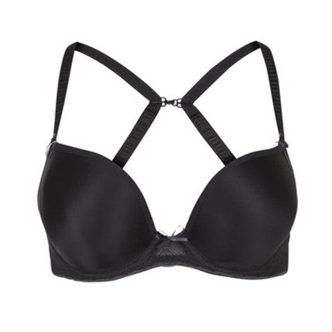 Freya Deco Vibe Plunge BH Zwart Vooraanzicht (met racerback bandjes)