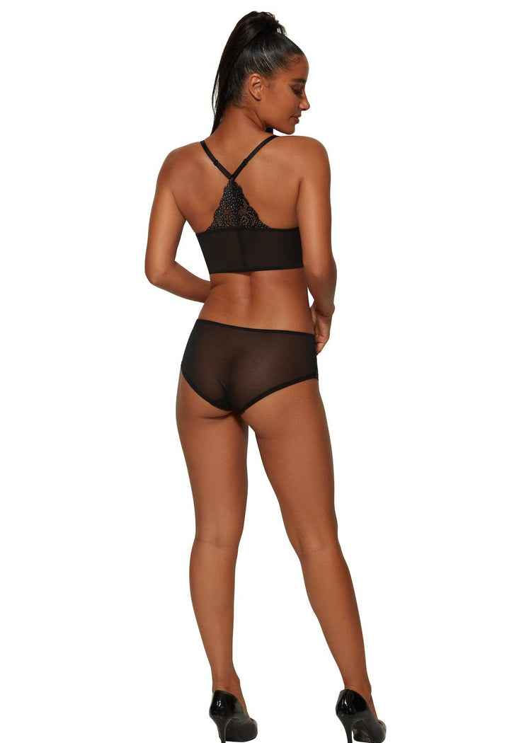Model In Gossard Glitter Set Zwart Achterzijde