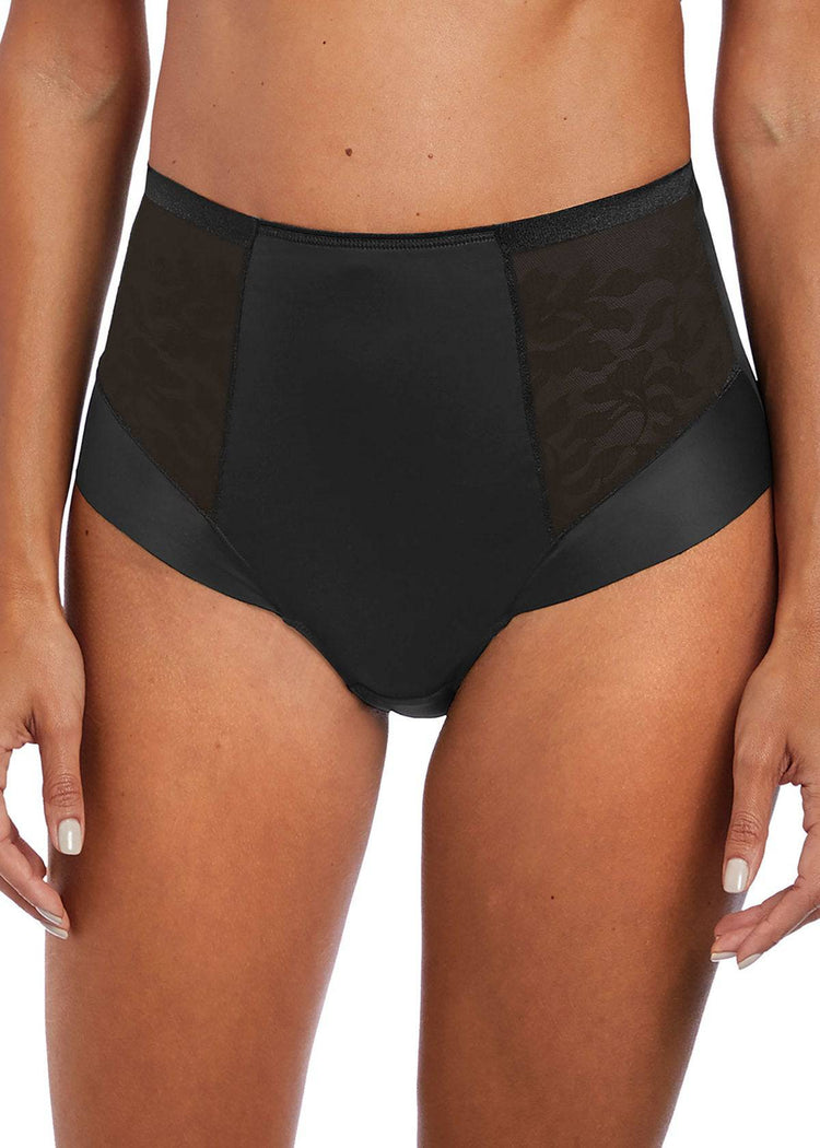 Model in Fantasie Illusion High Waisted Broekje Zwart voorzijde