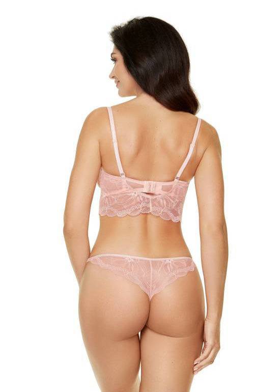 Model in Gorteks Charlize Push-Up Longline BH Roze achterzijde