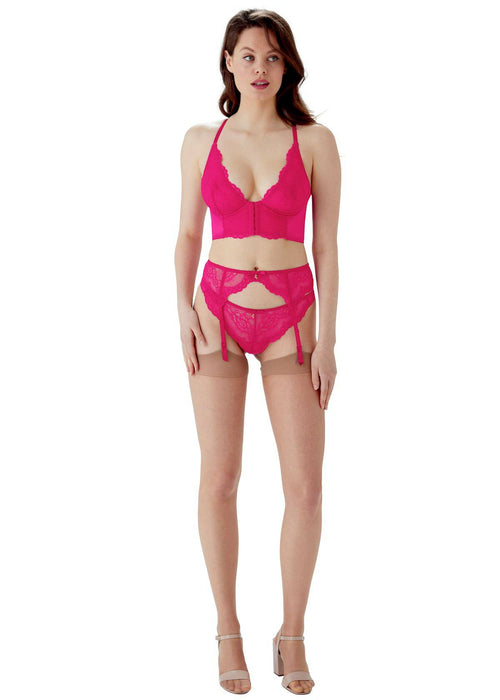Model In Gossard Superboost Lace Set Met Jarretelgordel Vivacious Voorzijde