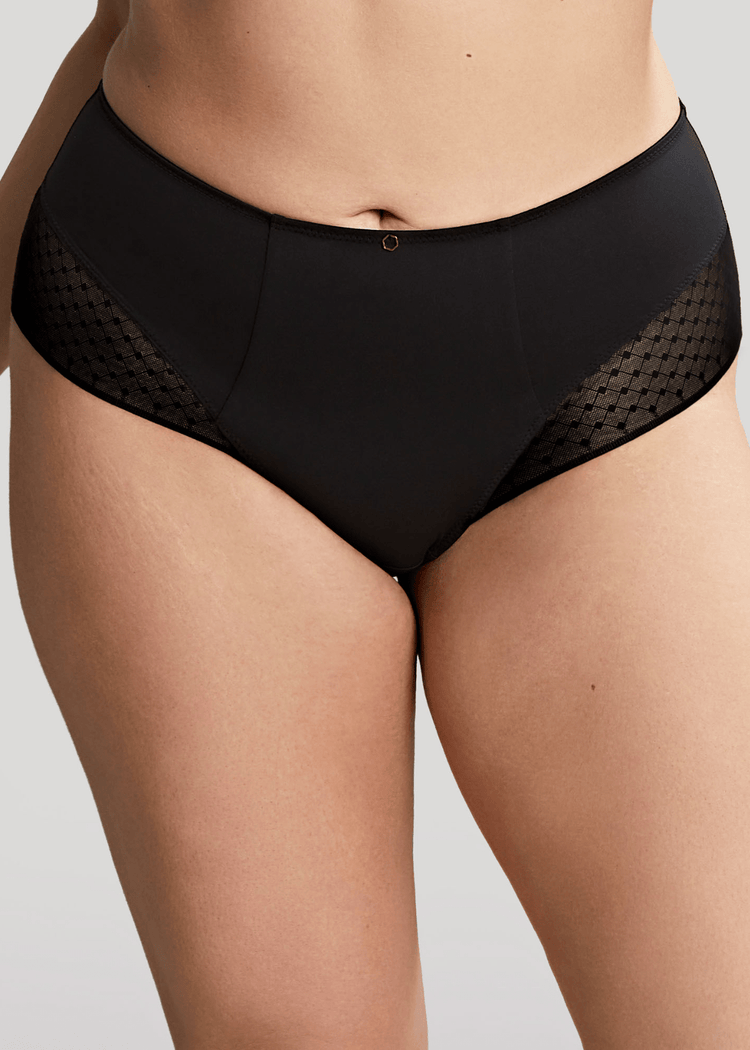 Model in Bliss High Waisted Broekje Noir Voorzijde