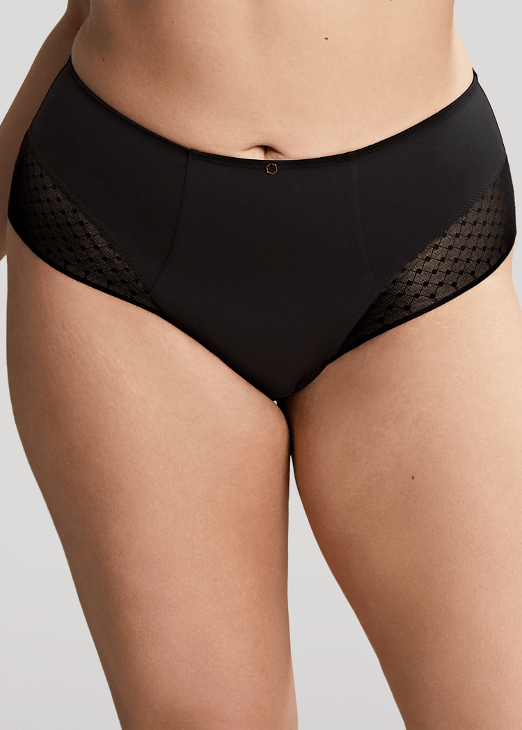 Model in Bliss High Waisted Broekje Noir Voorzijde