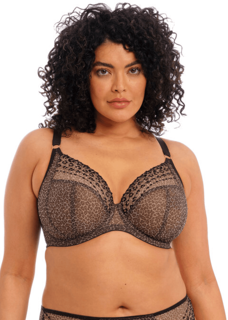 Model in Matilda Full Cup Plunge BH Leopard Voorzijde