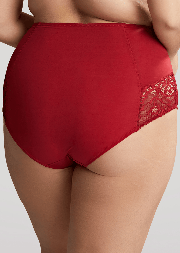 Model in Estel High Waisted Broekje Raspberry Achterzijde