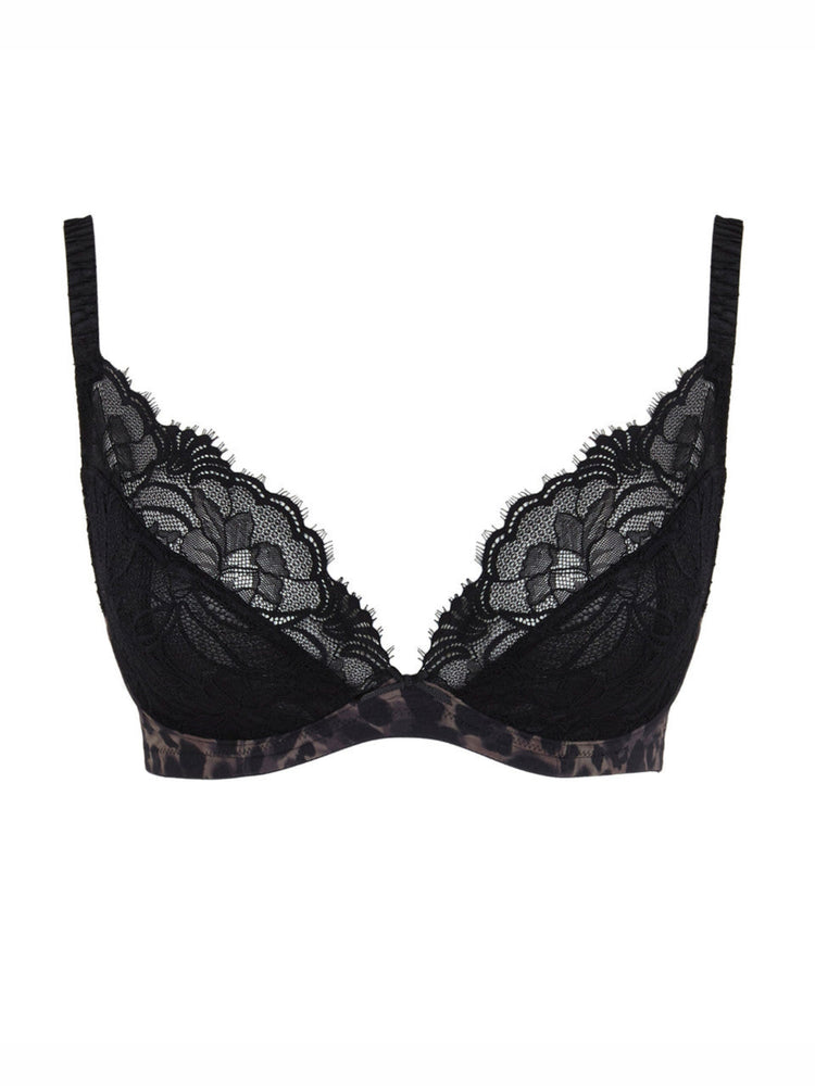 Cherie Plunge Demi BH Black Animal packshot