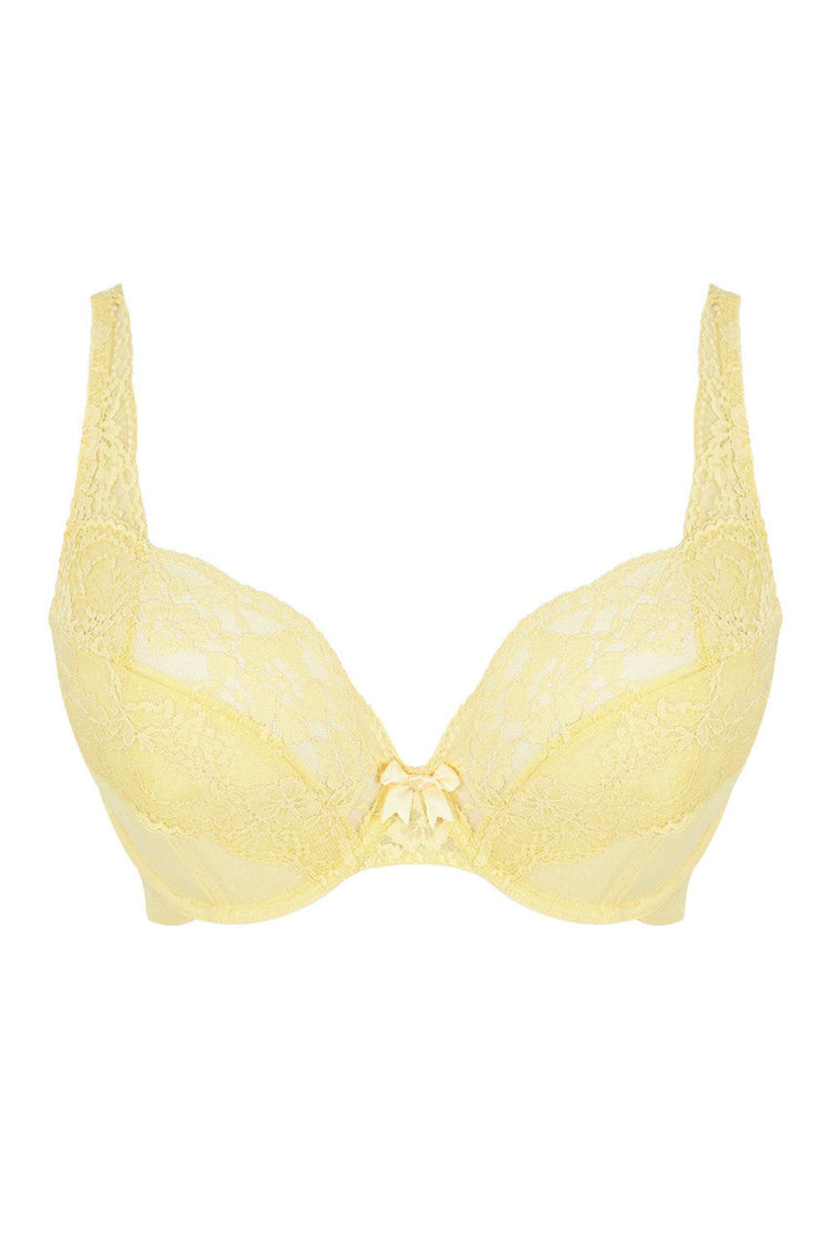 Model in Heidi High Apex Plunge BH Lemon packshot