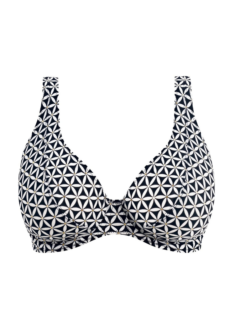 Model in Koh Tao High Apex Bikini Top Zwart packshot