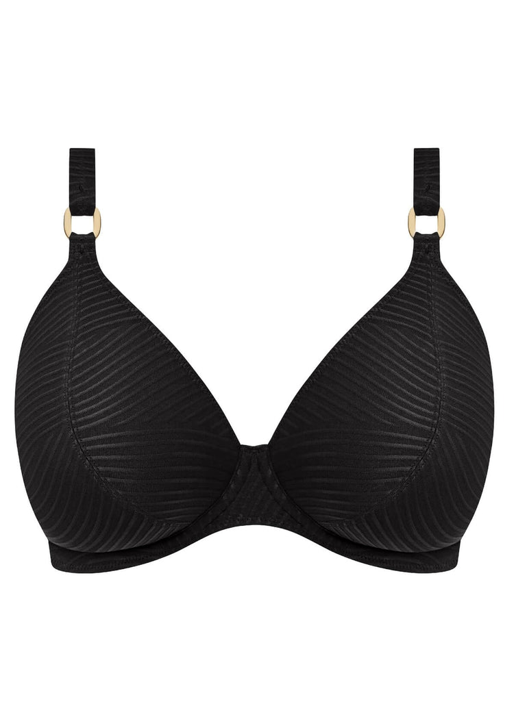 Model in Cala Cuba Plunge Bikini Top Black Sands packshot