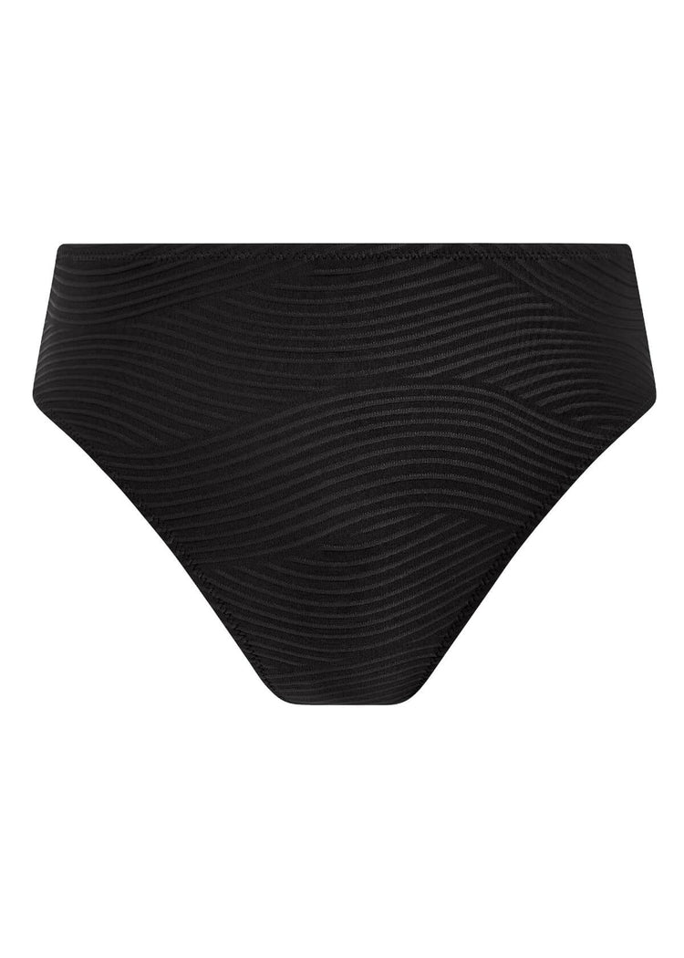 Model in Cala Cuba High Waist Bikini Broekje Black Sands packshot