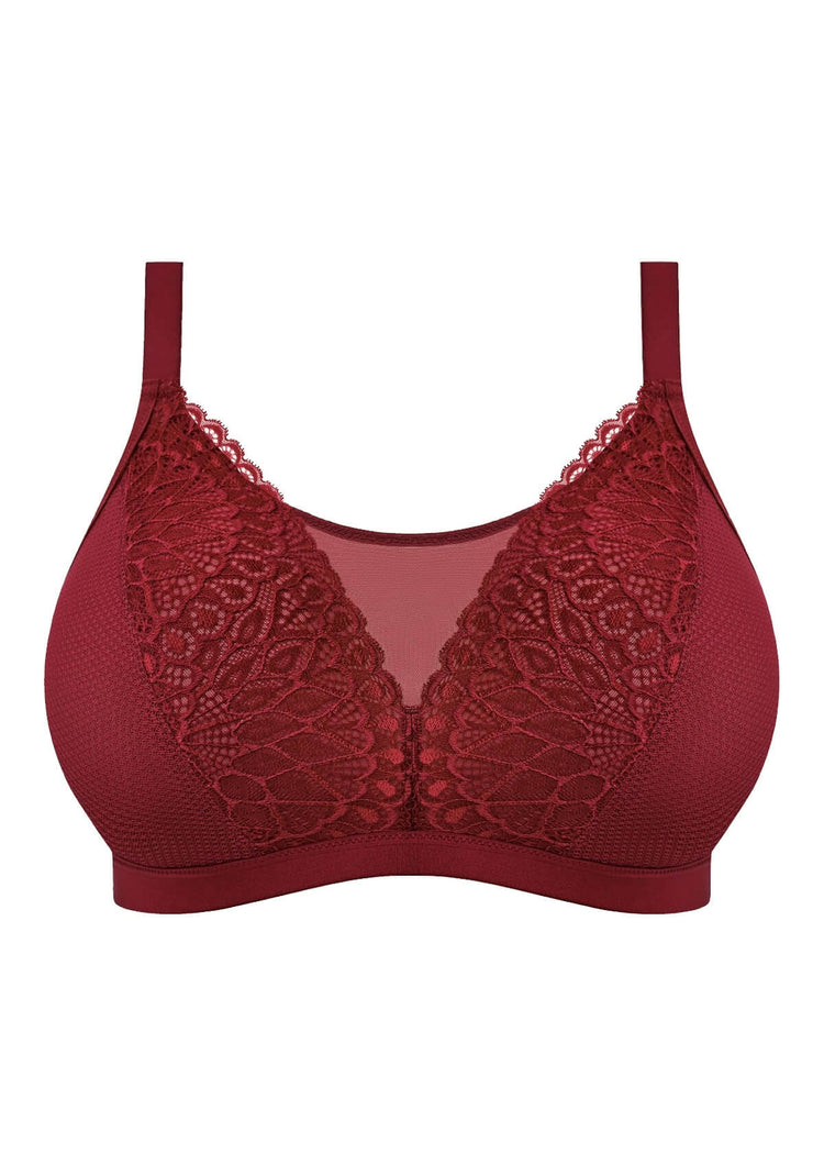 Model in Tiernie Beugelloze Bralette Tibetan Red packshot