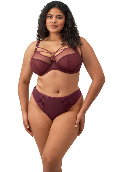 Model in Sachi Cabernet Plunge BH set