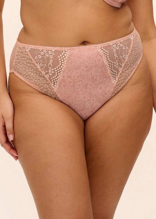 Model in Lucie High Leg Broekje Pale Blush packshot
