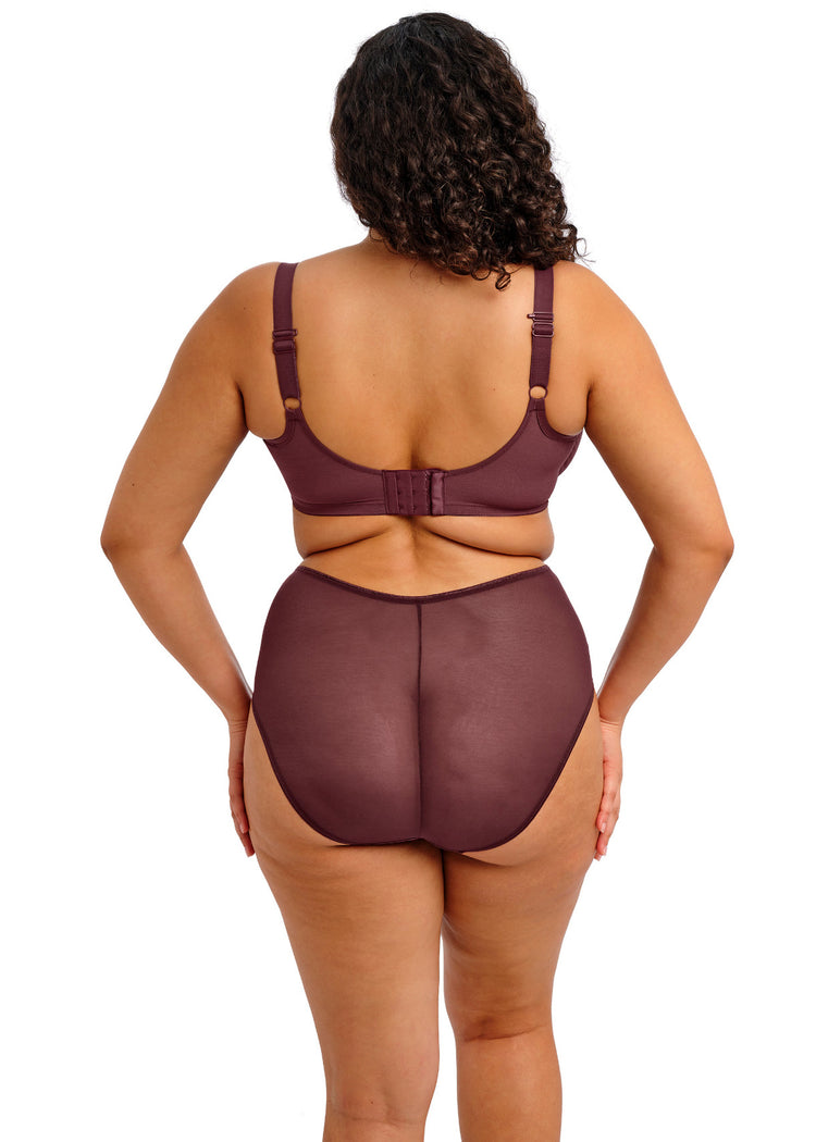 Model in Matilda Full Cup Plunge BH Sugarplum achterzijde