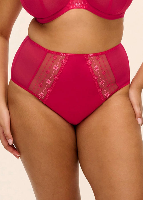 Model in Matilda High Waist Broekje Hot Pink voorzijde 