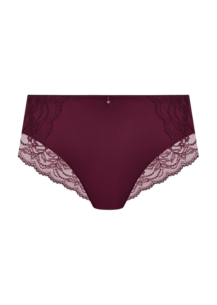 Model in Cesile High Waist Broekje Bordeaux packshot